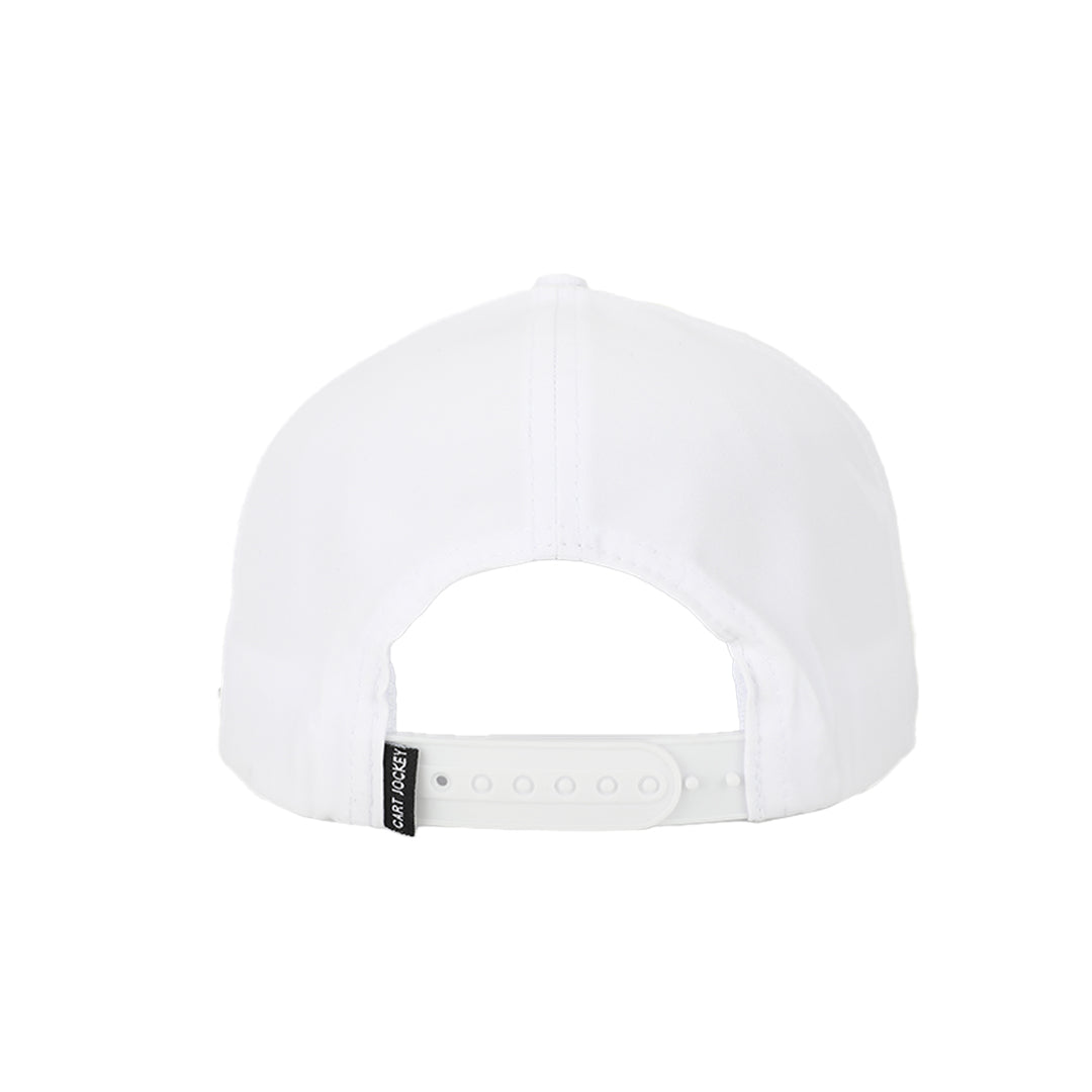 a Caddie White Rope Hat with a white strap from Cart Jockey Golf.