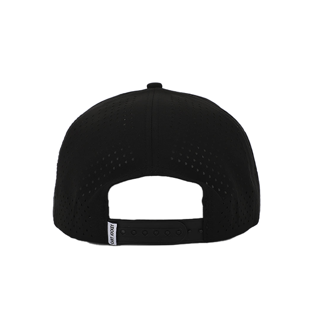 the back of a Cart Jockey Golf Signature Midnight Rope Hat.
