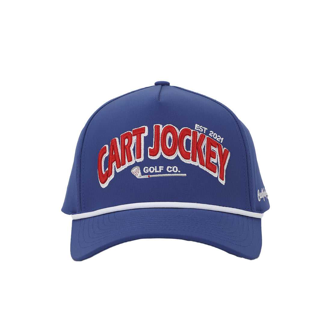 a Cart Jockey Golf Caddie 4th of July Rope Hat with red text.