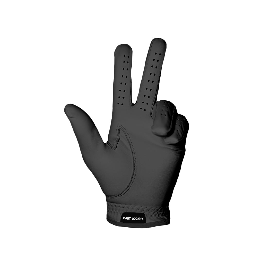 an image of a Magnetic Golf Glove - Grey with a black finger on it by Cart Jockey Golf.