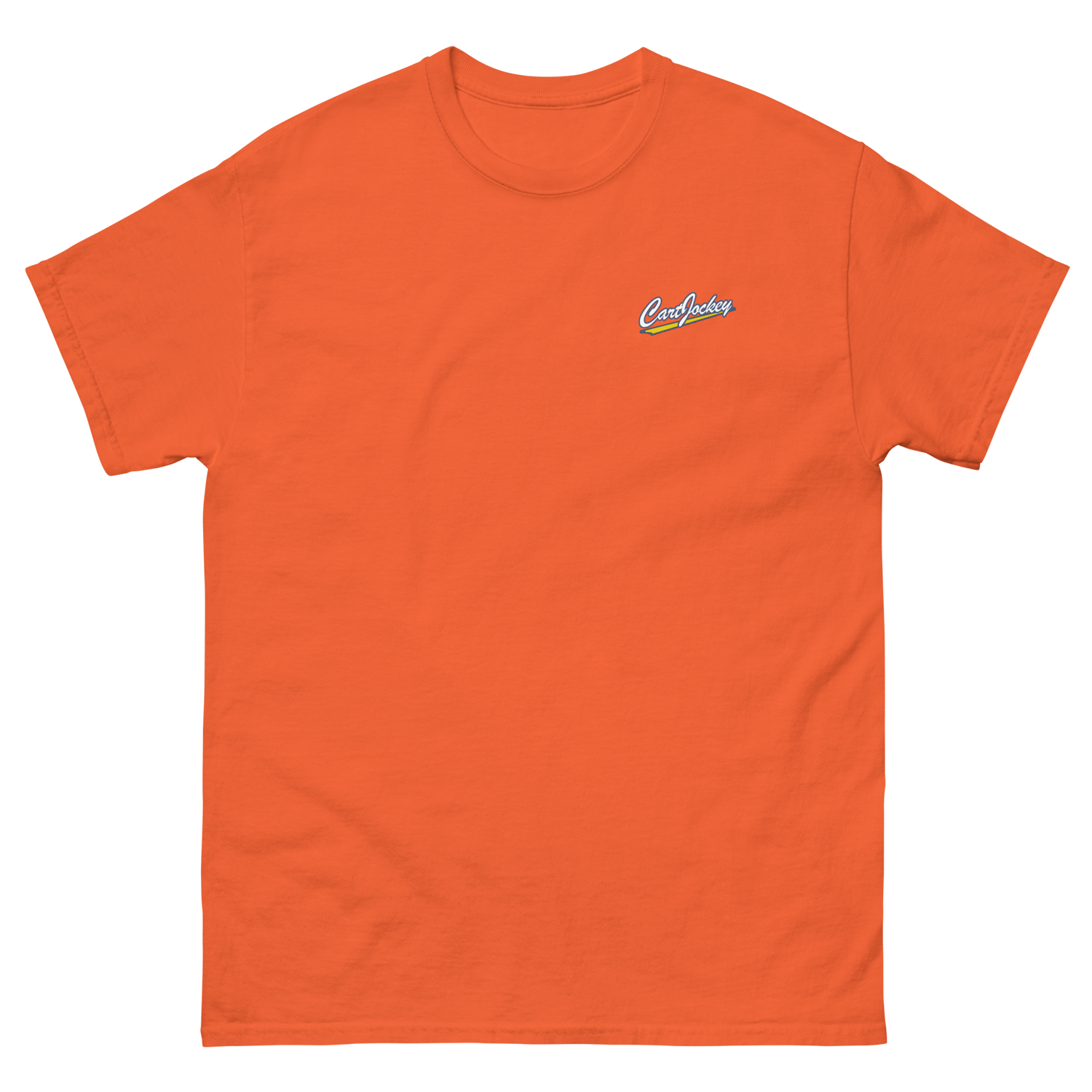 an Men's Cart Jockey Graphic tee with a Cart Jockey Golf logo on it.