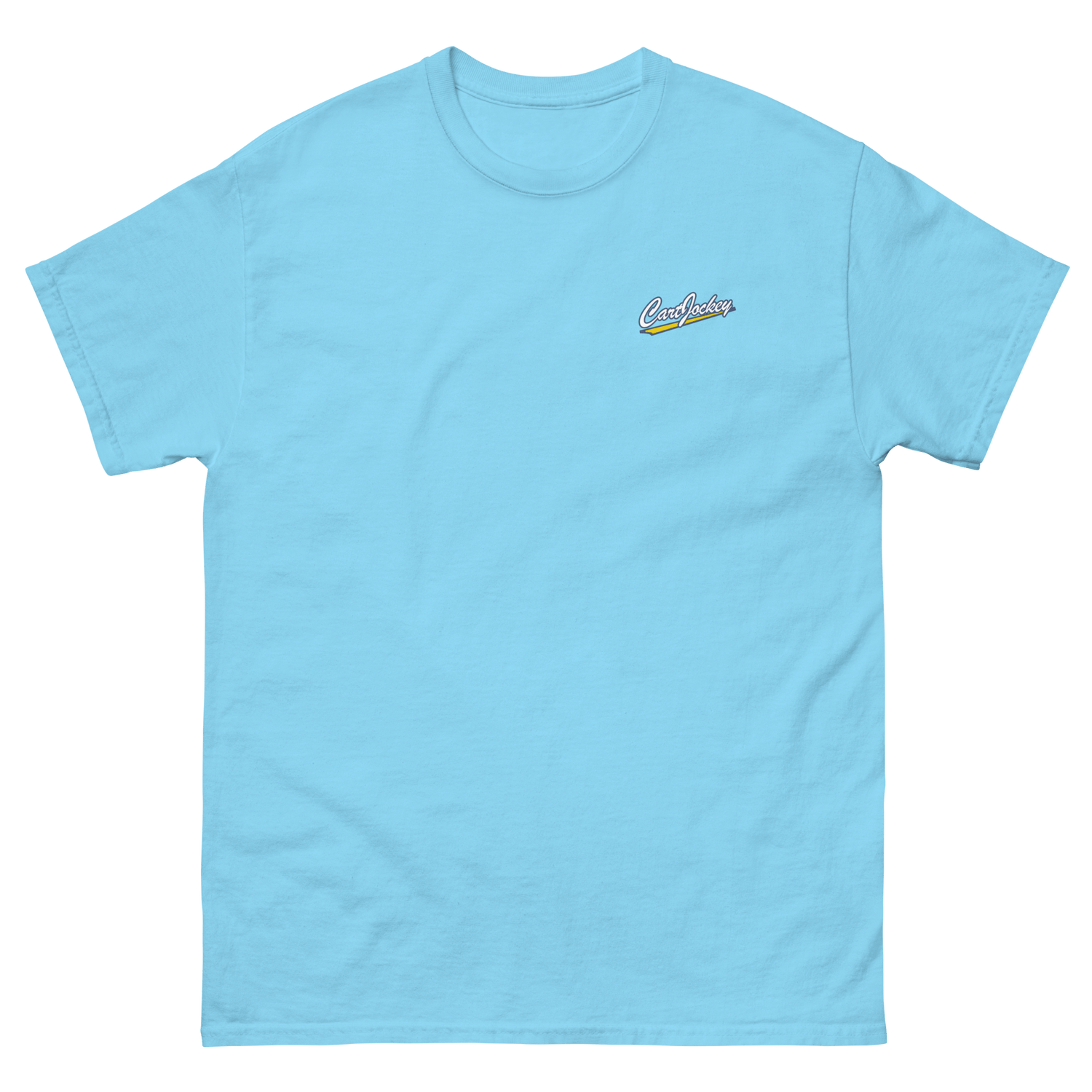 a Men's Cart Jockey Graphic tee with a rainbow embroidered logo.