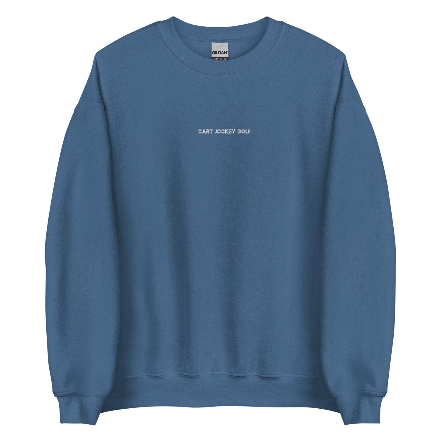 A Cart Jockey Golf Simple Embroidered Crewneck with a white logo on it.