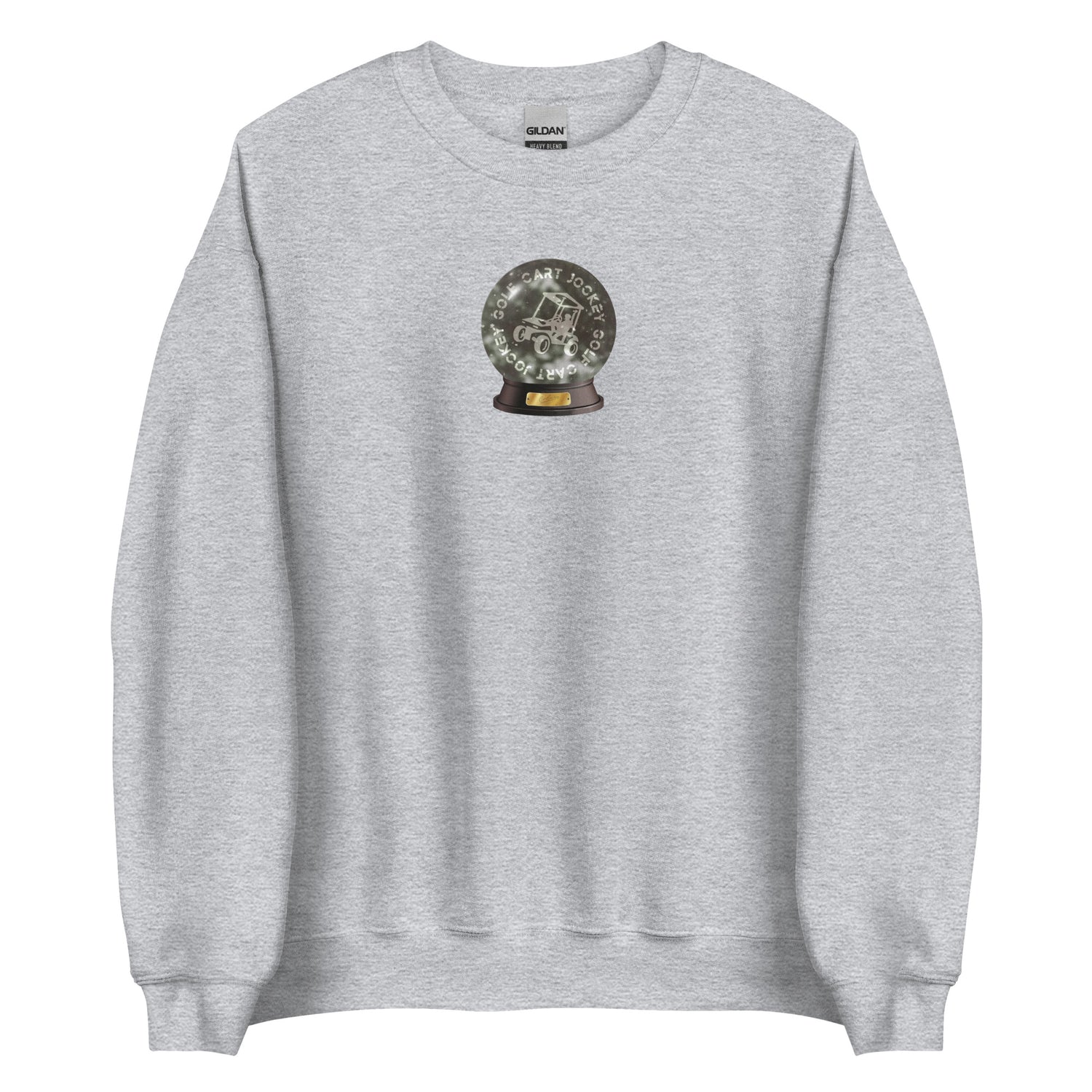 a Cart Jockey Golf Snow Globe Crewneck