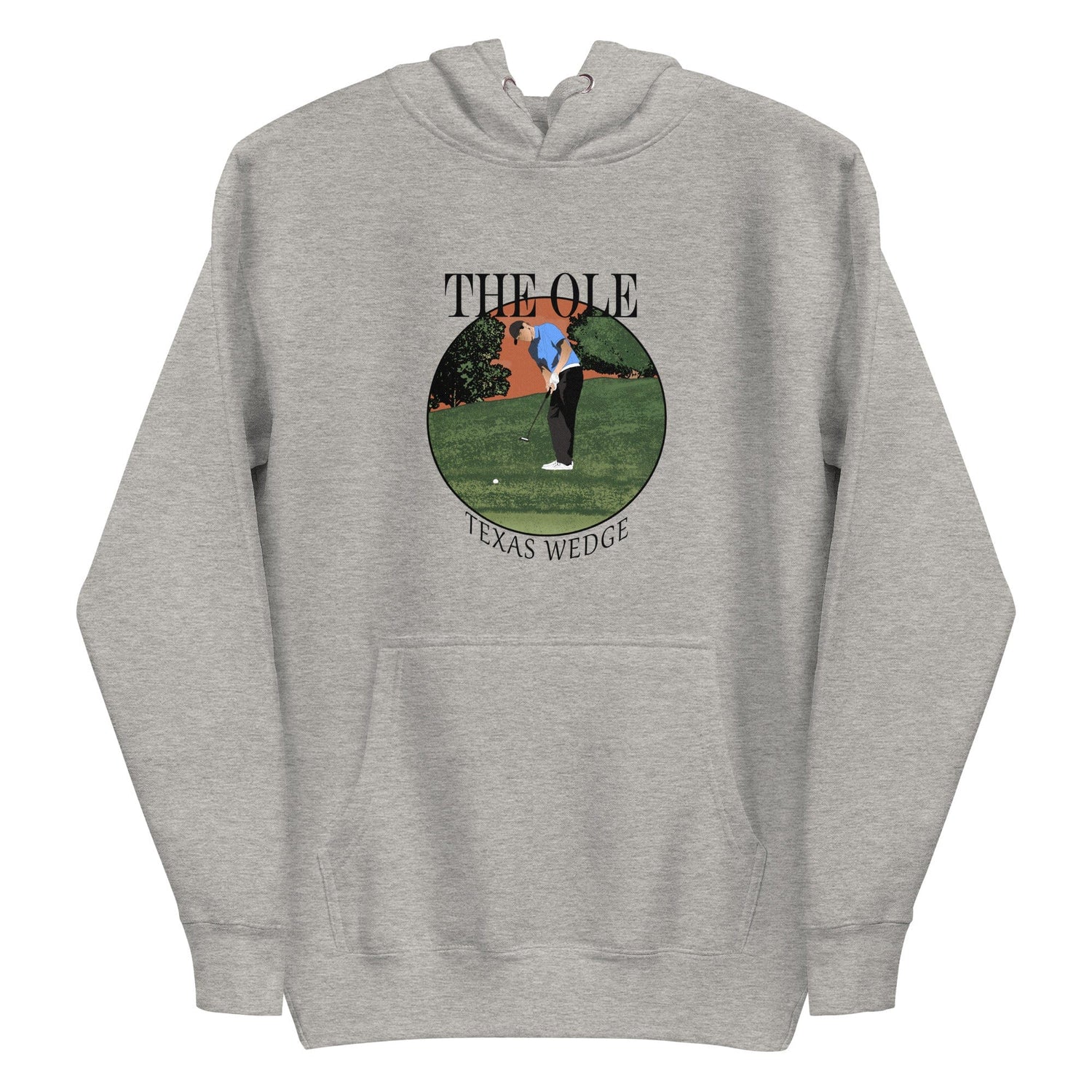 a Cart Jockey Golf Texas Wedge Hoodie with a picture of a golf player on it.