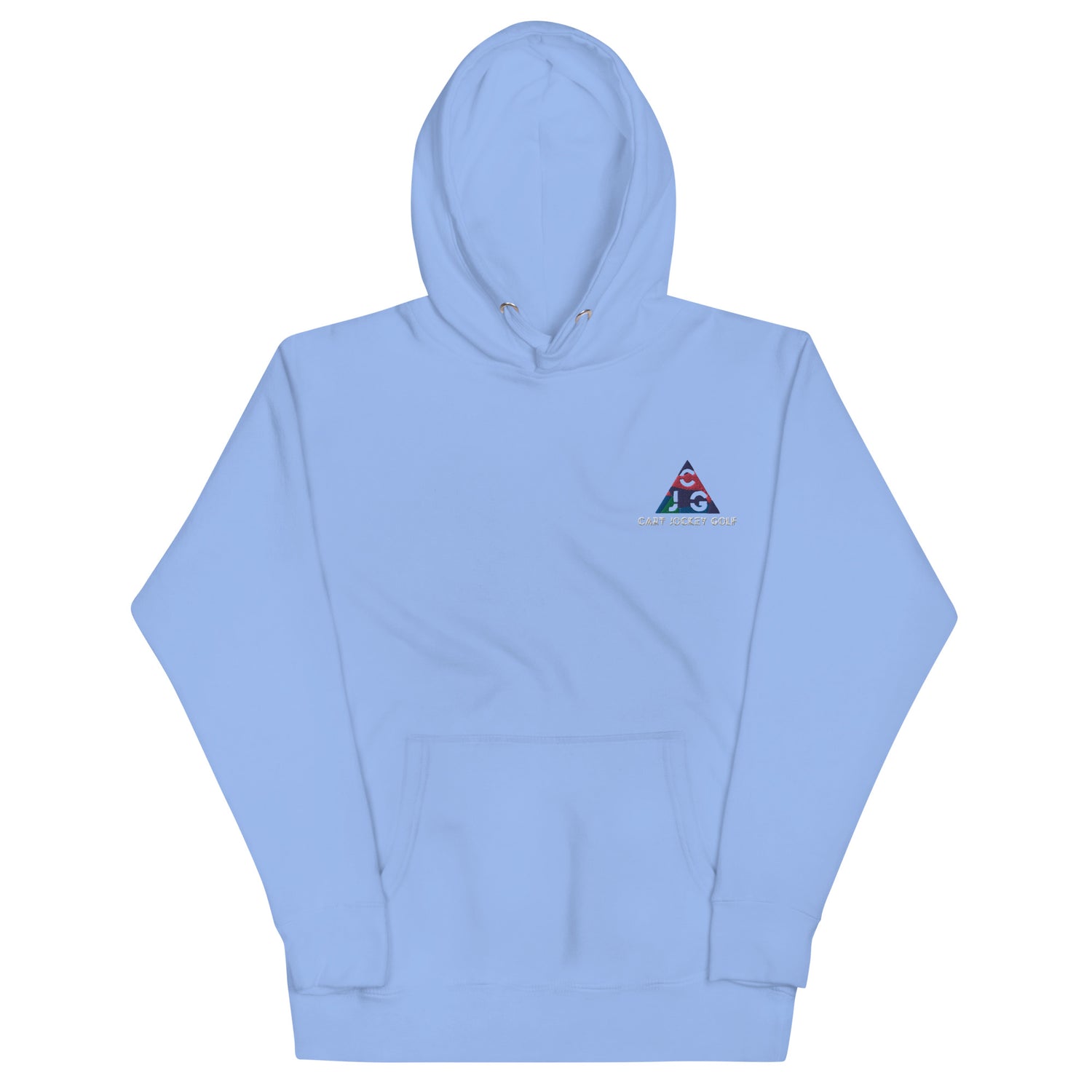 a light blue Embroidered Hoodie 