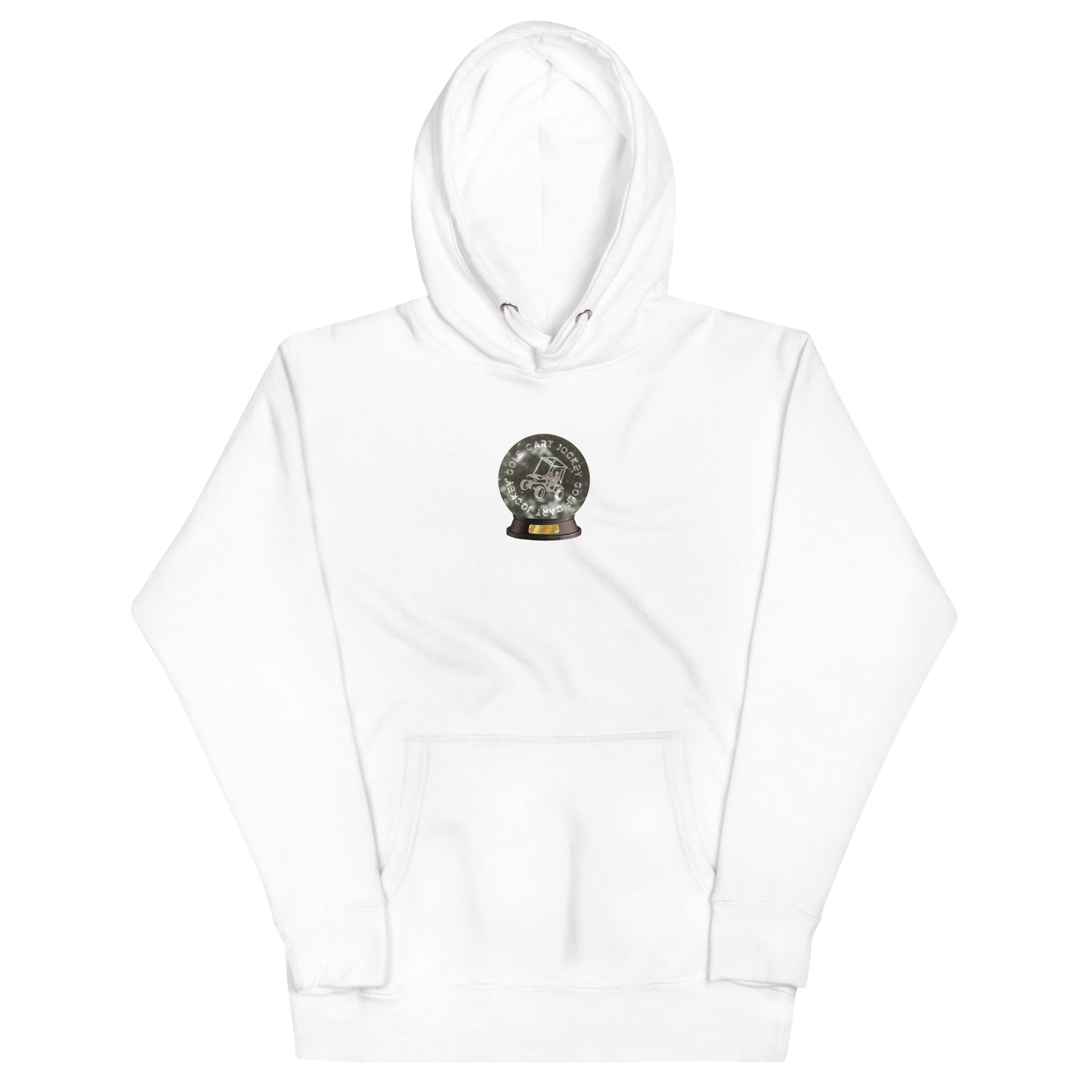 a Snow Globe Hoodie by Cart Jockey Golf with a logo on it.